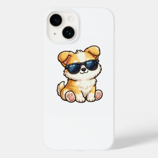 サングラスをかけたかわいい子犬のカワイイデザイン Case-Mate iPhone 14ケース