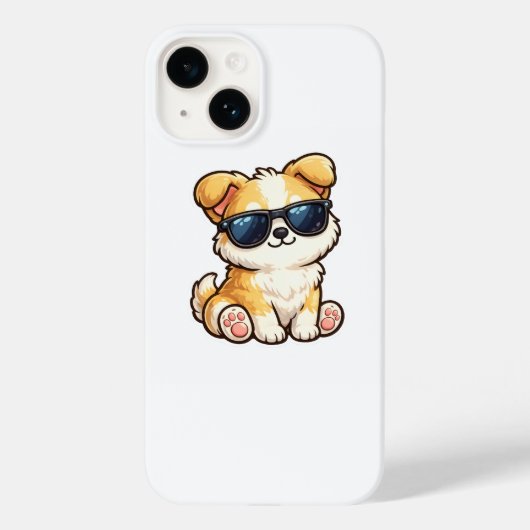 サングラスをかけたかわいい子犬のカワイイデザイン Case-Mate iPhoneケース (裏面)
