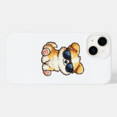 サングラスをかけたかわいい子犬のカワイイデザイン Case-Mate iPhoneケース (裏面 (横))