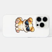 サングラスをかけたかわいい子犬のカワイイデザイン Case-Mate iPhoneケース (裏面 (横))