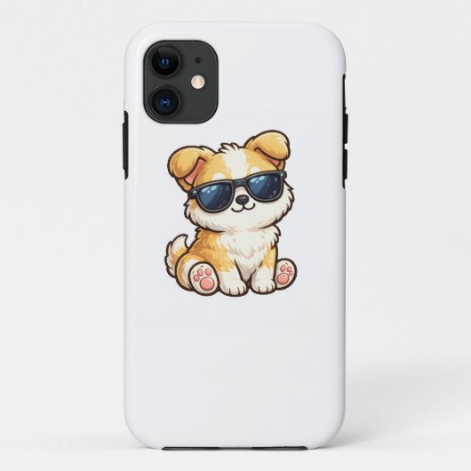 サングラスをかけたかわいい子犬のカワイイデザイン Case-Mate iPhoneケース (裏面)