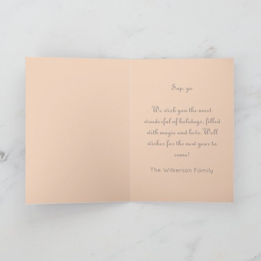 サングラスをかけたかわいい小人  ユールはとってもクールなクリスマスだね シーズンカード (内部)