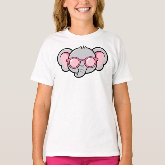サングラスをかけたかわいい象 Tシャツ (正面)
