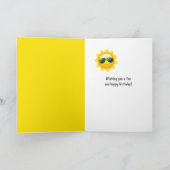 サングラスをかけたひまわりの誕生日カード カード (内部)