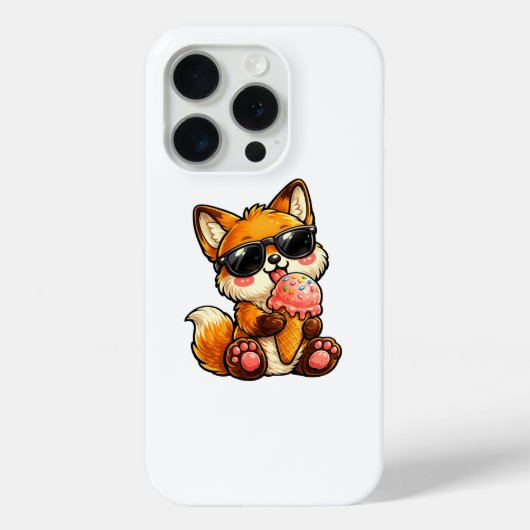 サングラスをかけたアイスクリームを食べるかわいい狐 Case-Mate iPhoneケース (裏面)