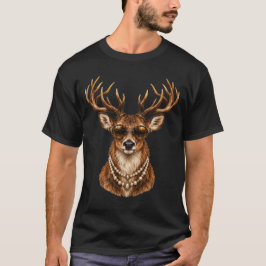 サングラスをかけたオジロシカのネックレス Tシャツ
