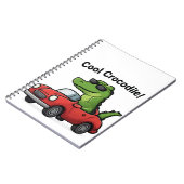 サングラスをかけたカッコいいワニが車を運転するアニメ ノートブック (左側)