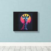 サングラスをかけたカッコイイキリンが夕焼けの下でロングスリーブを着て キャンバスプリント (インサイチュ (ウッドフロア))