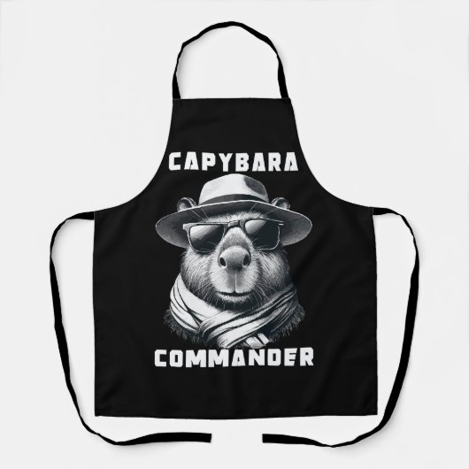 サングラスをかけたカピバラ Capy+Commander エプロン (正面)