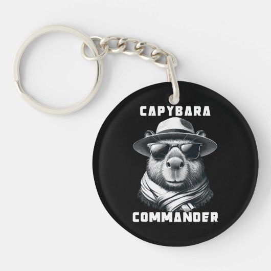 サングラスをかけたカピバラ Capy+Commander キーホルダー (正面)