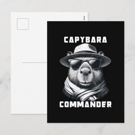 サングラスをかけたカピバラ Capy+Commander シーズンポストカード (正面/裏面)