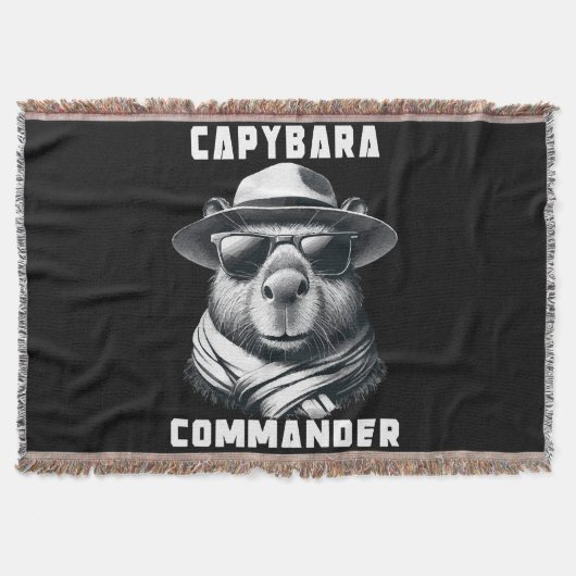 サングラスをかけたカピバラ Capy+Commander スローブランケット (正面)