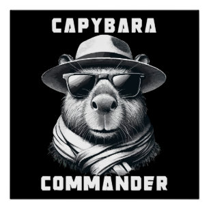 サングラスをかけたカピバラ Capy+Commander ポスター
