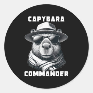 サングラスをかけたカピバラ Capy+Commander ラウンドシール
