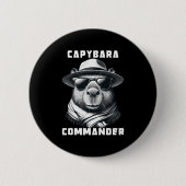サングラスをかけたカピバラ Capy+Commander 缶バッジ (正面)