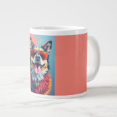 サングラスをかけたカラフルな犬 ジャンボコーヒーマグカップ (正面右)
