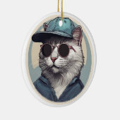 サングラスをかけたキャラクター猫 セラミックオーナメント (右)
