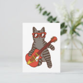 サングラスをかけたギターを弾く猫 ポストカード (スタンド正面)