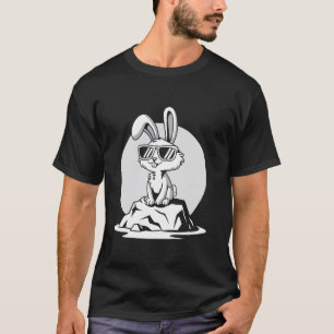 サングラスをかけたクールなうさぎ おもしろいウサギ レトロなスタイル Tシャツ
