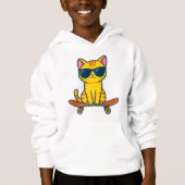 サングラスをかけたクールなスケボー猫のキャラクター  (正面)