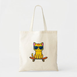 サングラスをかけたクールなスケボー猫のキャラクター トートバッグ