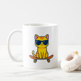 サングラスをかけたクールなスケートボード猫のキャラクター コーヒーマグカップ