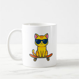 サングラスをかけたクールなスケートボード猫のキャラクター コーヒーマグカップ