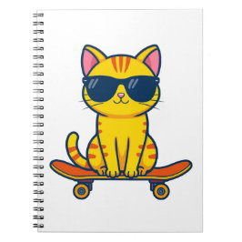 サングラスをかけたクールなスケートボード猫のキャラクター ノートブック
