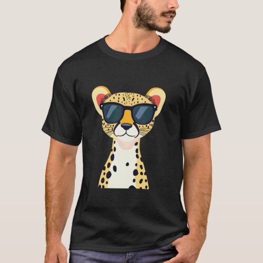 サングラスをかけたクールなチーターのデザイン Tシャツ (正面)