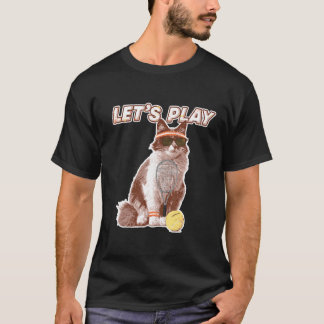 サングラスをかけたクールなテニス猫 テニスラケットB Tシャツ