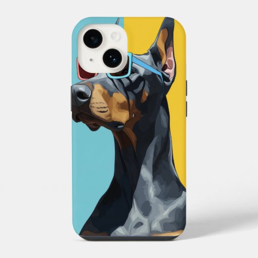 サングラスをかけたクールなドーベルマン iPhoneケース (裏面)