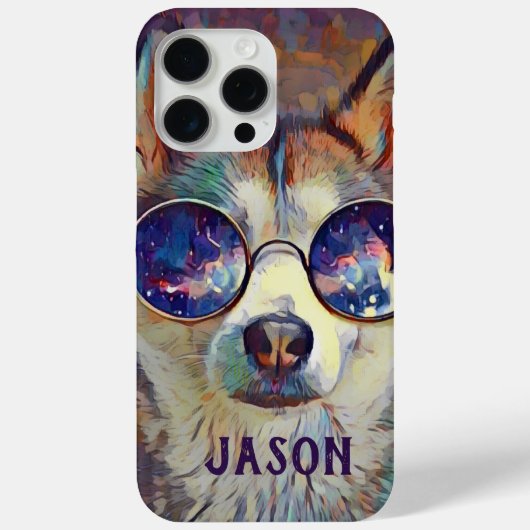 サングラスをかけたクールなハスキー犬のオリジナルグッズ Case-Mate iPhoneケース (裏面)