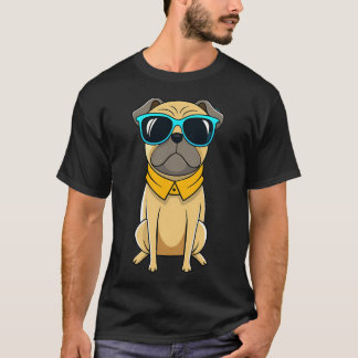 サングラスをかけたクールなパグ Tシャツ