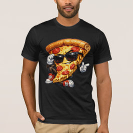 サングラスをかけたクールなピザスライスのマスコットアート Tシャツ