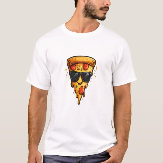 サングラスをかけたクールなピザスライス Tシャツ (正面)