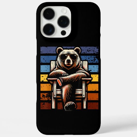 サングラスをかけたクールなレトロなクマ 70年代 80年代 90年代 ノベルティ Case-Mate iPhoneケース (裏面)
