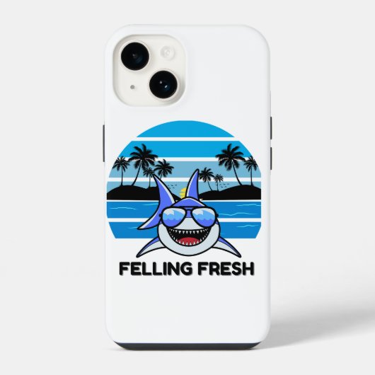 サングラスをかけたクールなレトロシャーク iPhoneケース (裏面)