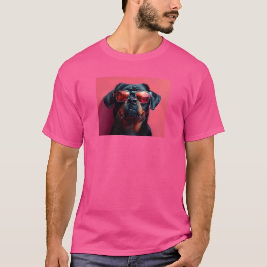 サングラスをかけたクールなロットワイラー Tシャツ (正面)