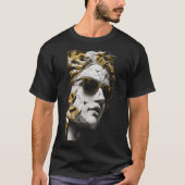 サングラスをかけたクールな彫像 – 現代風の古代の知恵 Tシャツ (正面)