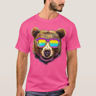 サングラスをかけたクールな熊 ヒップスターな動物 GIF に最適 Tシャツ