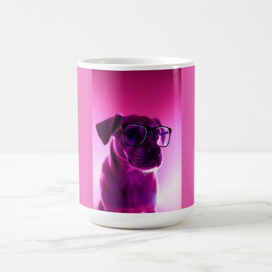 サングラスをかけたクールな犬 コーヒーマグカップ (中央)