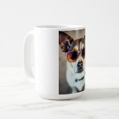 サングラスをかけたクールな犬 コーヒーマグカップ (正面左)
