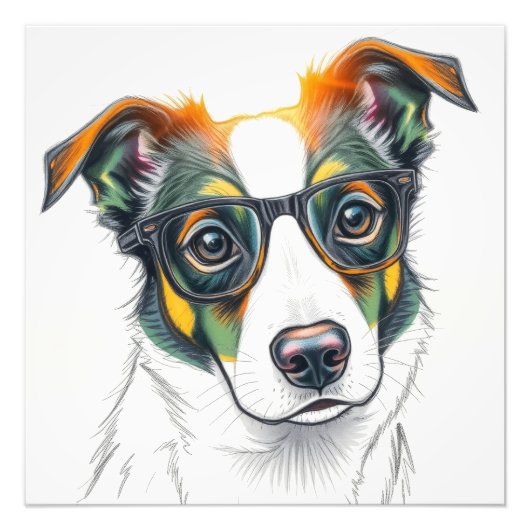 サングラスをかけたクールな犬 フォトプリント            (正面)