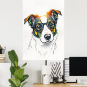 サングラスをかけたクールな犬 ポスター (ホームオフィス)