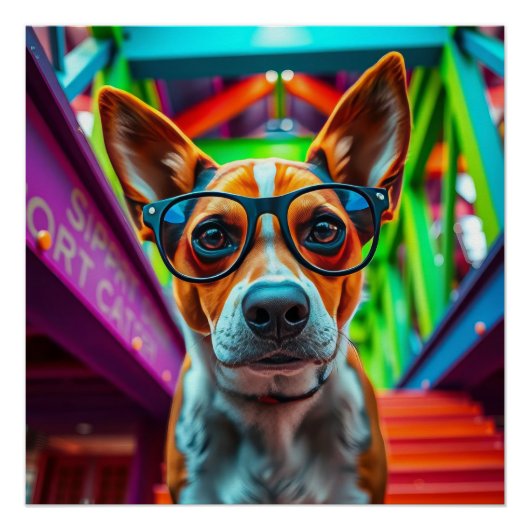 サングラスをかけたクールな犬 ポスター (正面)