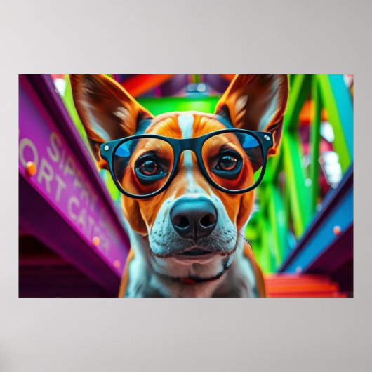 サングラスをかけたクールな犬 ポスター (正面)