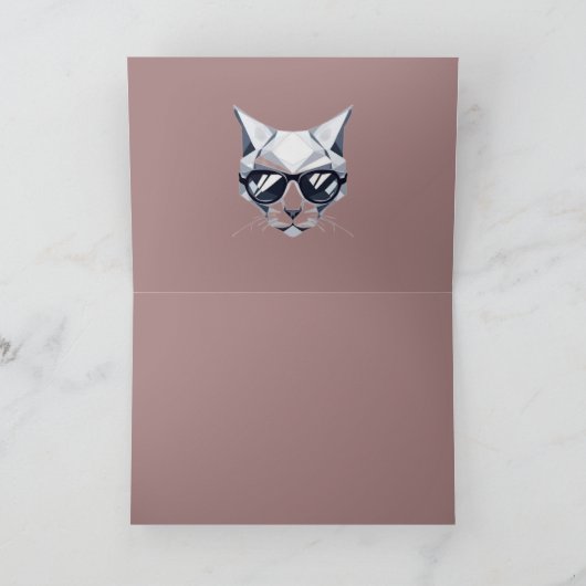 サングラスをかけたクールな猫のホリデーカード シーズンカード (内部)