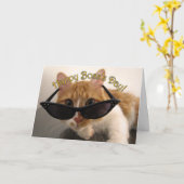 サングラスをかけたクールな猫の上司の日 カード (黄色い花)