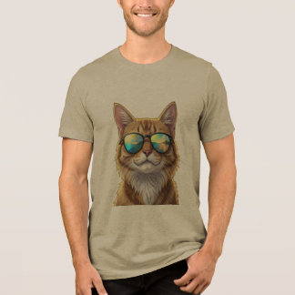 サングラスをかけたクールな猫のTシャツ トライブレンドTシャツ