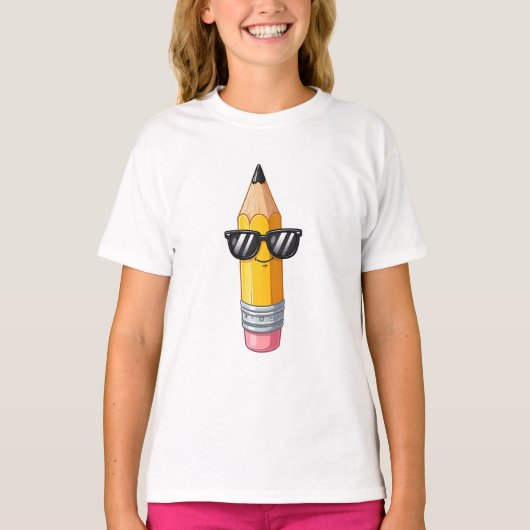 サングラスをかけたクールな鉛筆の子供たち Tシャツ (正面)